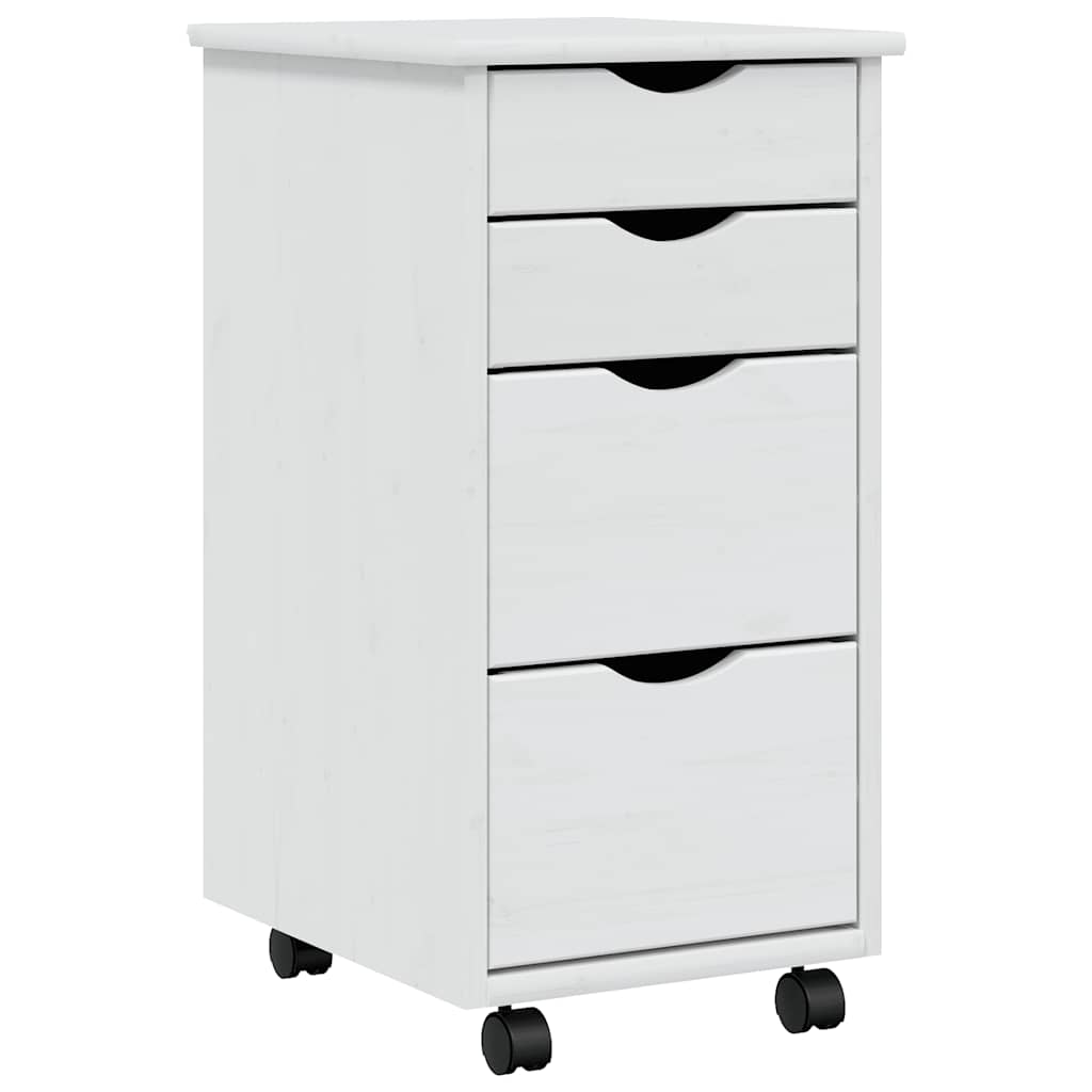 vidaXL Cajonera con ruedas MOSS madera maciza de pino blanco