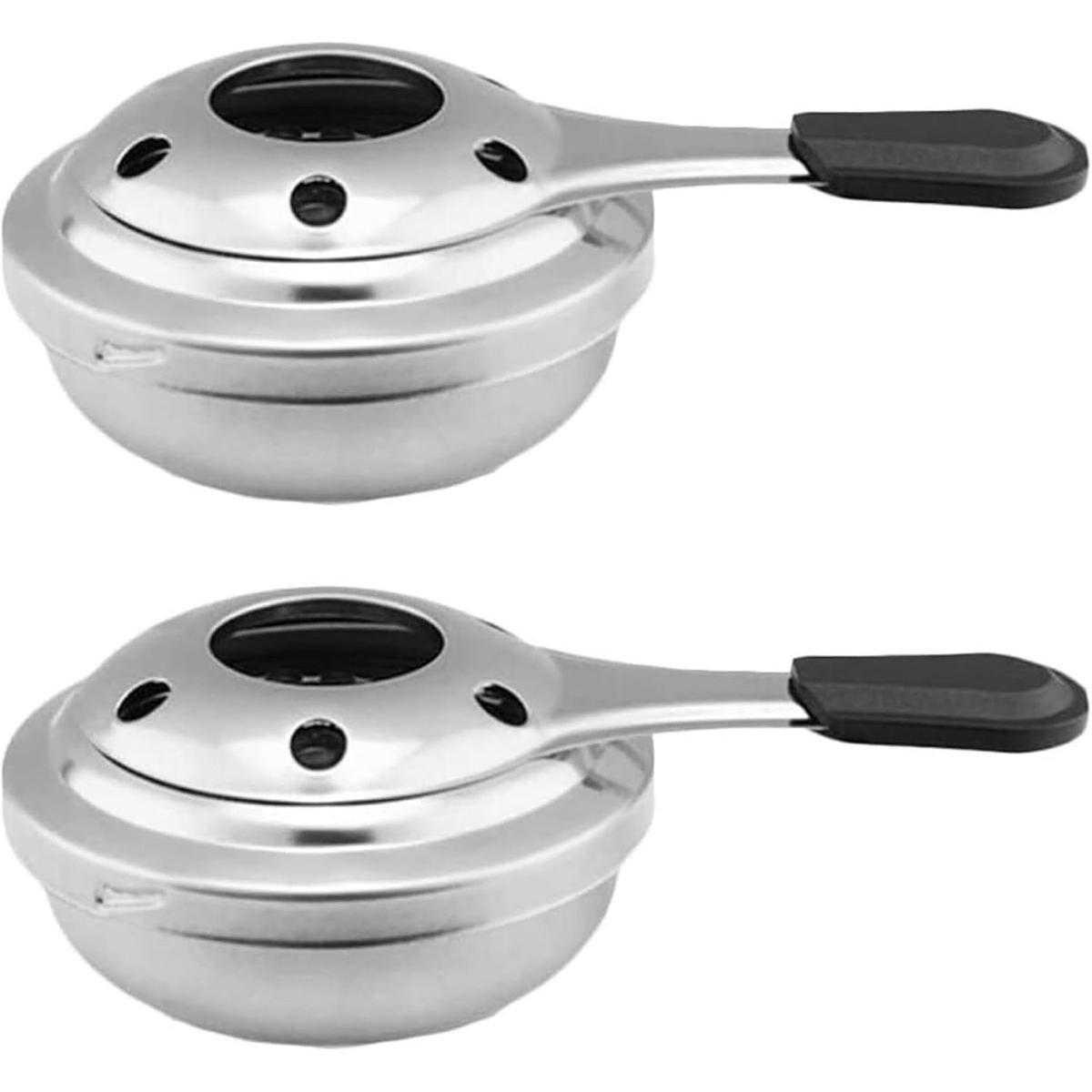 Mini quemador de alcohol - 2 piezas - Quemadores para fondue - Hornillo de alcohol - con mango ignífugo y tapa de seguridad - Hornillo de alcohol de acero inoxidable - Ideal para buffets y eventos de catering