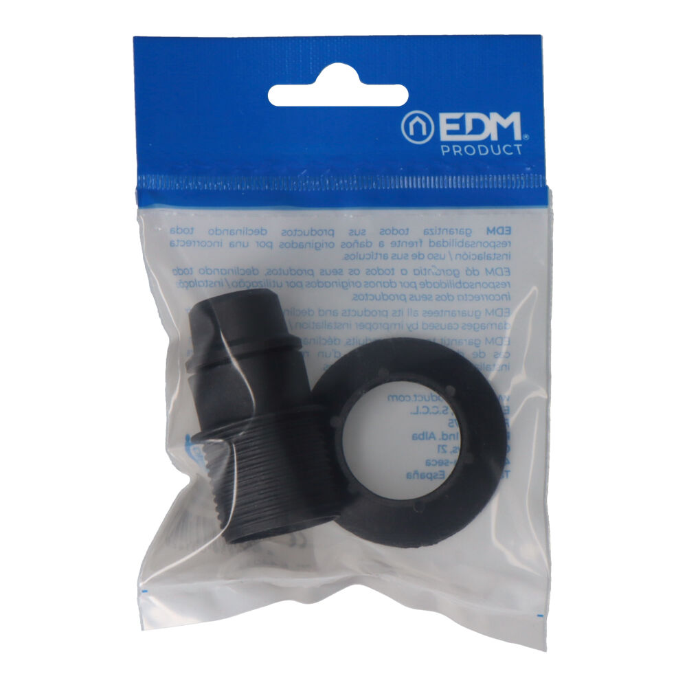 portalamparas e14 semiroscado + arandela 44025 (envasado) negro solera