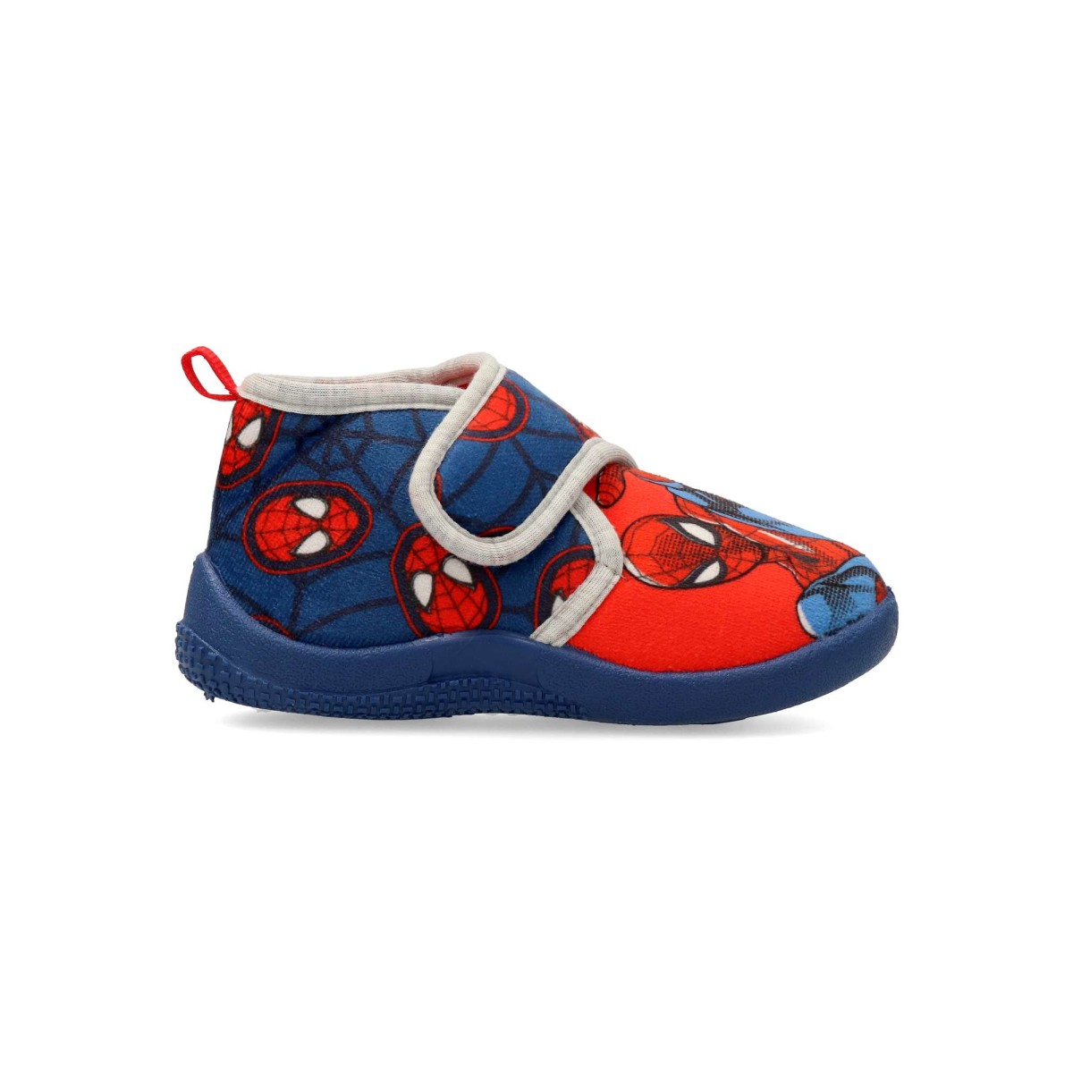 Zapatillas de casa Spiderman para niño con cierre adherente, suela de goma ligera y flexible, modelo cómodo y abrigado color rojo-azul