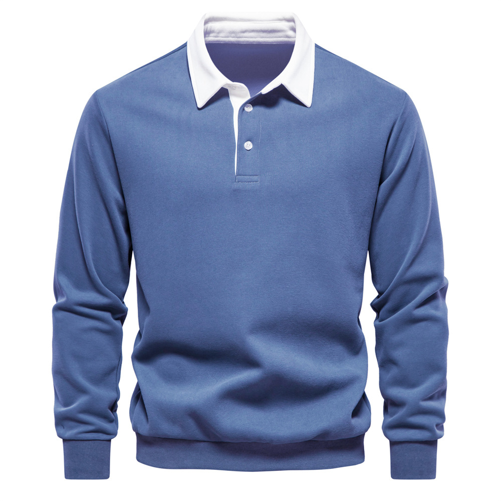 TK Sudadera de manga larga tipo polo para hombre, ideal para otoño - Prenda casual de alta calidad