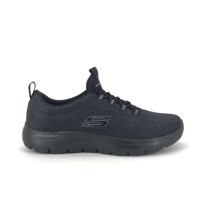 Deportivo de Skechers para hombre, mod.232186, Deportivo cordón elástico todo negro con plantilla memory foam muy cómodo