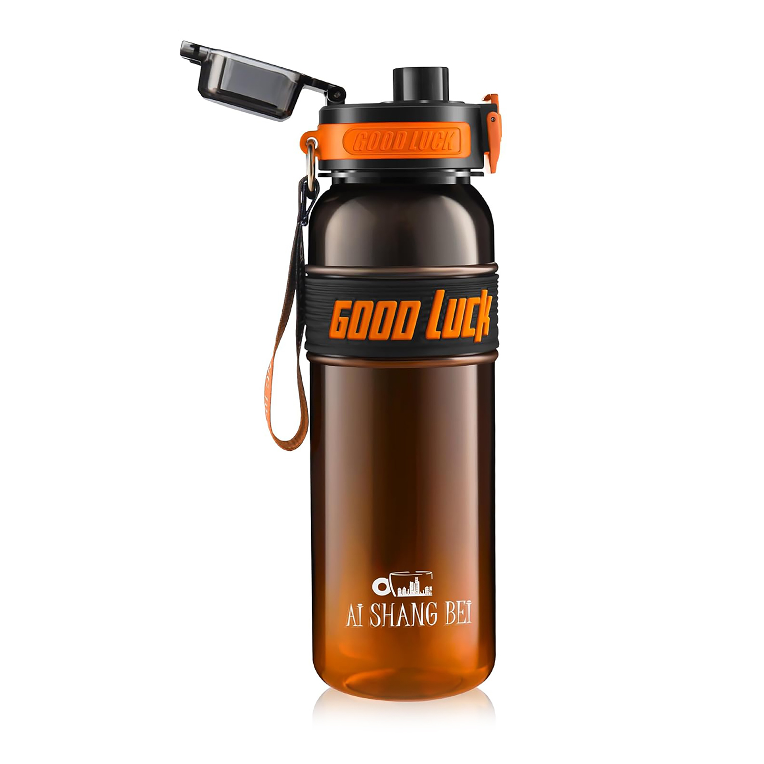 Botella de Agua “GOOD LUCK” con Pajita y Tapa Hermética – 1 L Reutilizable, Libre de BPA, con Esponja de Limpieza Incluida – Varios Colores