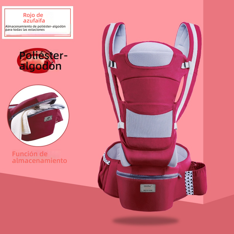 Portabebés Multifuncional con Asiento de Cadera — Plegable y Guardable, se Puede Llevar al Bebé Horizontalmente o en la Espalda, Cómodo y Práctico para Paseos