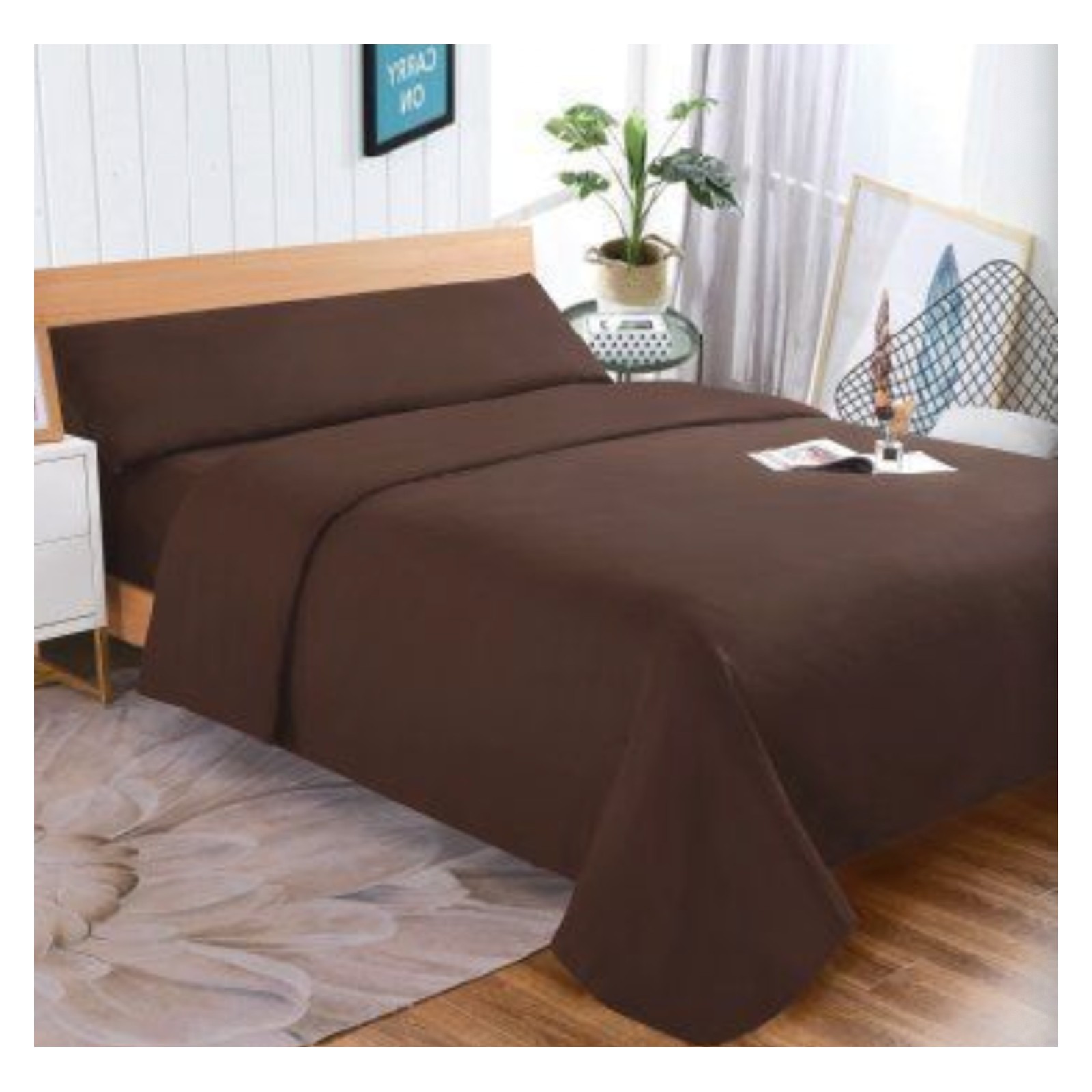 AYU SHOP Juego de Sábanas 3 a 4 Piezas Liso, 100% Poliéster, con Sábana Bajera Ajustable, Encimera y Fundas de Almohada, Suave y Transpirable, Disponible en Varios Colores, Ideal para Dormitorio. Camas de 90/105/135/150/180cm.