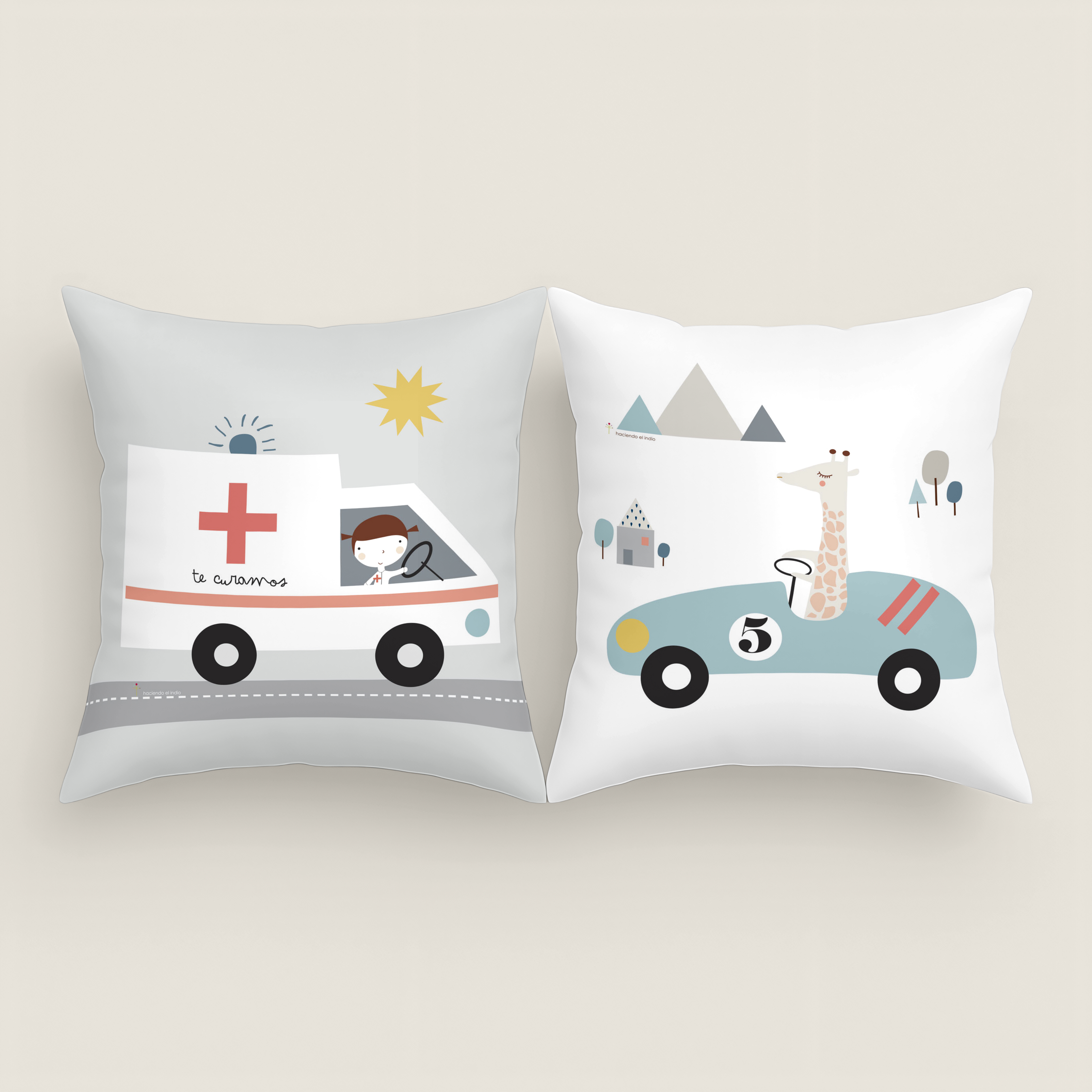 HACIENDO EL INDIO - Funda Cojín Infantil Estampada 100% Algodón - 40x40 cm - Funda Cojín Doble Cara, Sin Relleno y Con Cremallera - Tacto Extrasuave - Fabricado en España