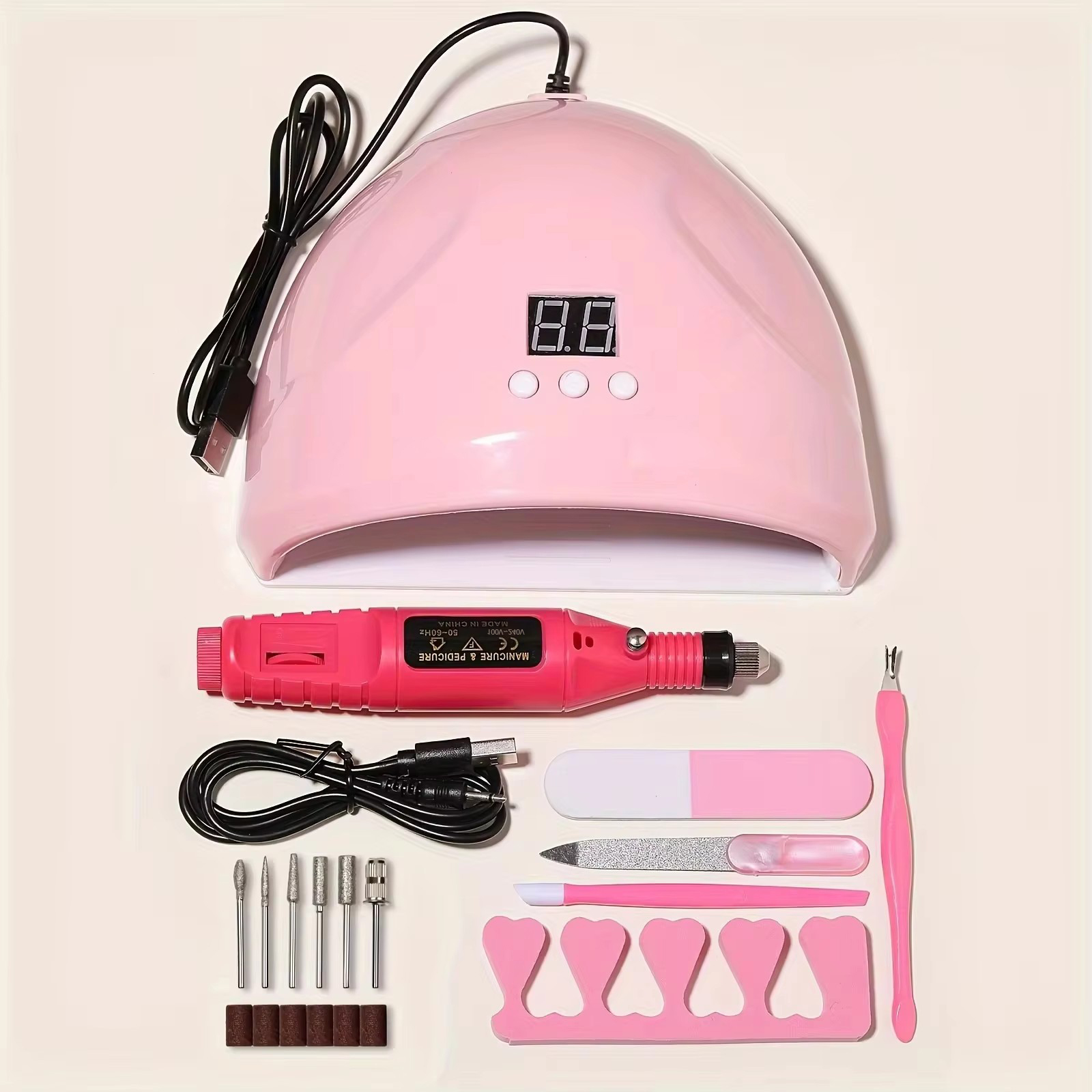 TK Kit Profesional De Esmeriladora Eléctrica USB Para Uñas Con Lámpara LED UV Para Manicura Y Secado De Gel Conjunto De Inicio Para Acrílico