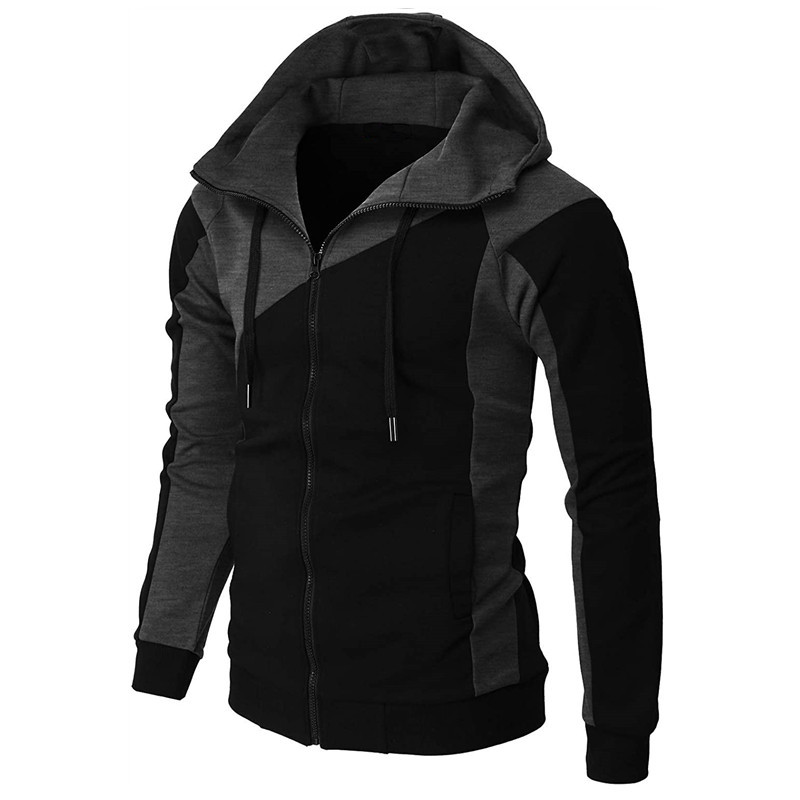TK Chaqueta con cremallera de color en contraste de otoño e invierno, sudadera con capucha para hombre, moda informal para hombre, ropa deportiva de manga larga para hombre