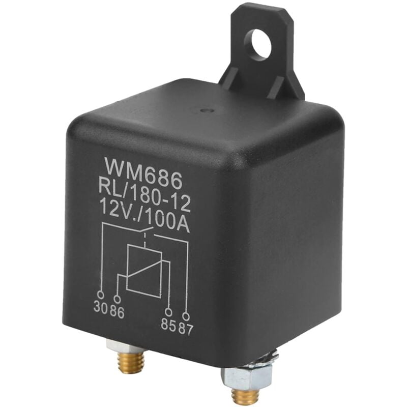 CA Relé de arranque para coche de alta resistencia Sollbry 12 V 100 A WM686, 4 pines, posición normalmente abierta, comprobación de batería, encendido/apagado, RL/18