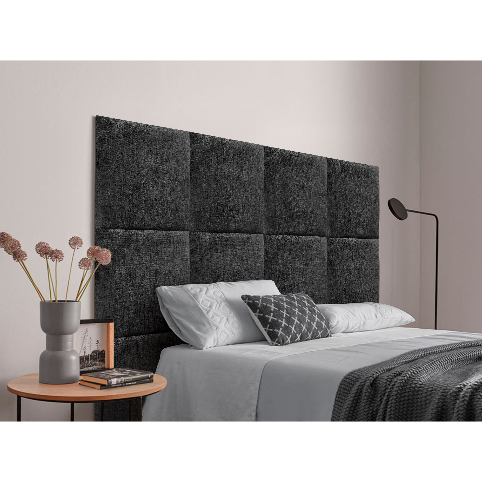 DHOME Cabecero Tapizado Compuesto de Paneles Autoadhesivos Intercambiables de Lana Ecológica Premium Cama Lujo