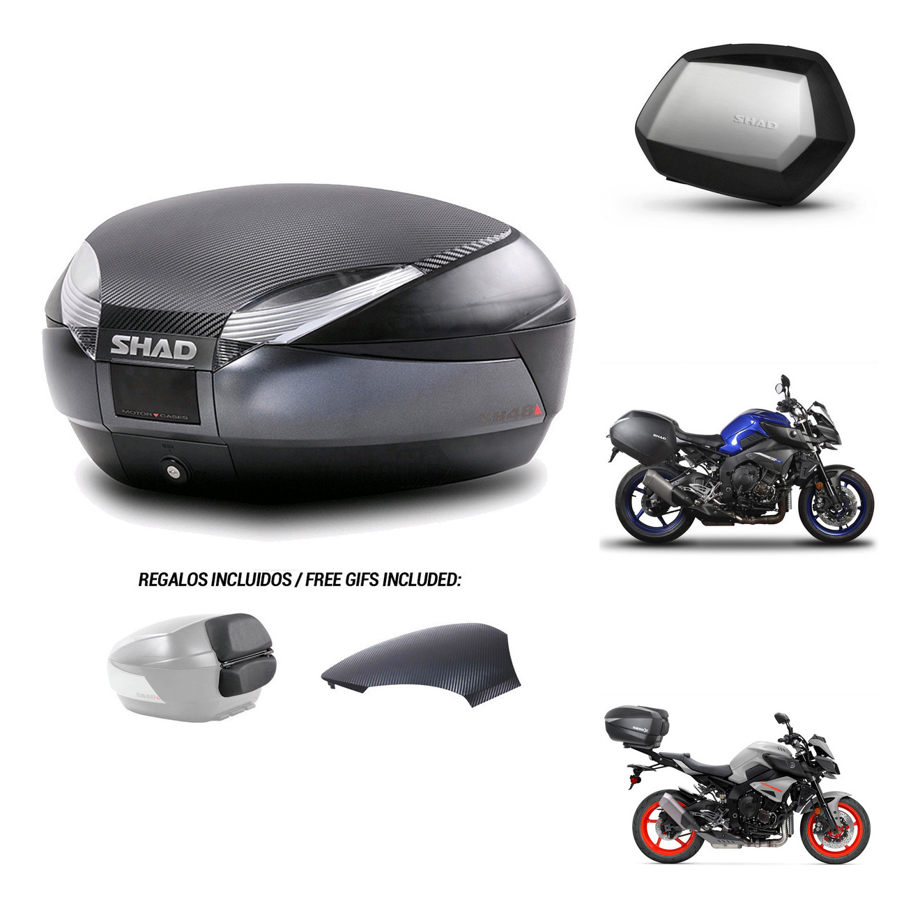 Maletas Laterales + Baul Trasero + Herraje 3P + Herraje Montaje Sh48 Sc Sh35 Premium KIT-257236