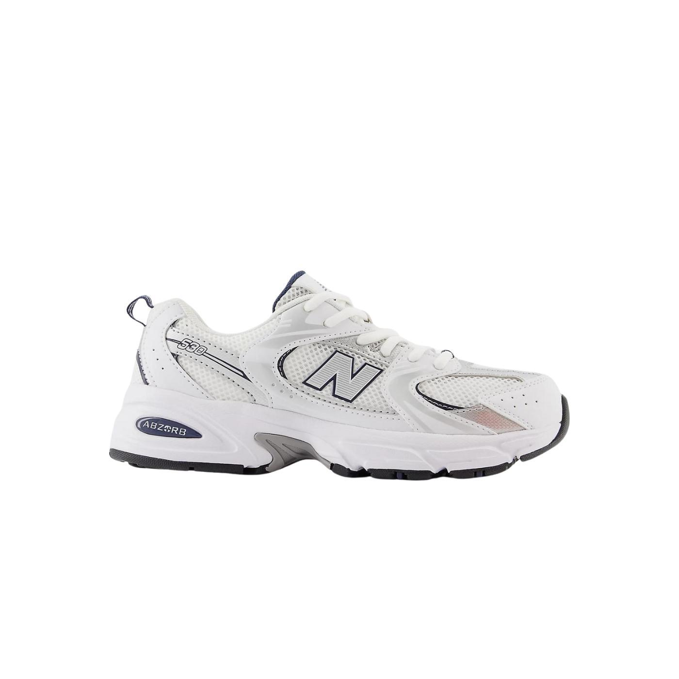Zapatillas new balance gr530sb1 blanco plata de niño.