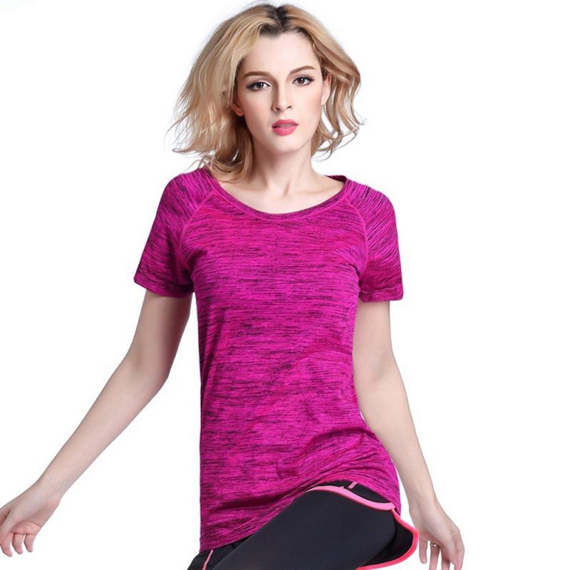 Camiseta deportiva profesional de secado rápido para mujer, Tops cortos transpirables para Yoga, Fitness, correr, trotar, gimnasio y ejercicios