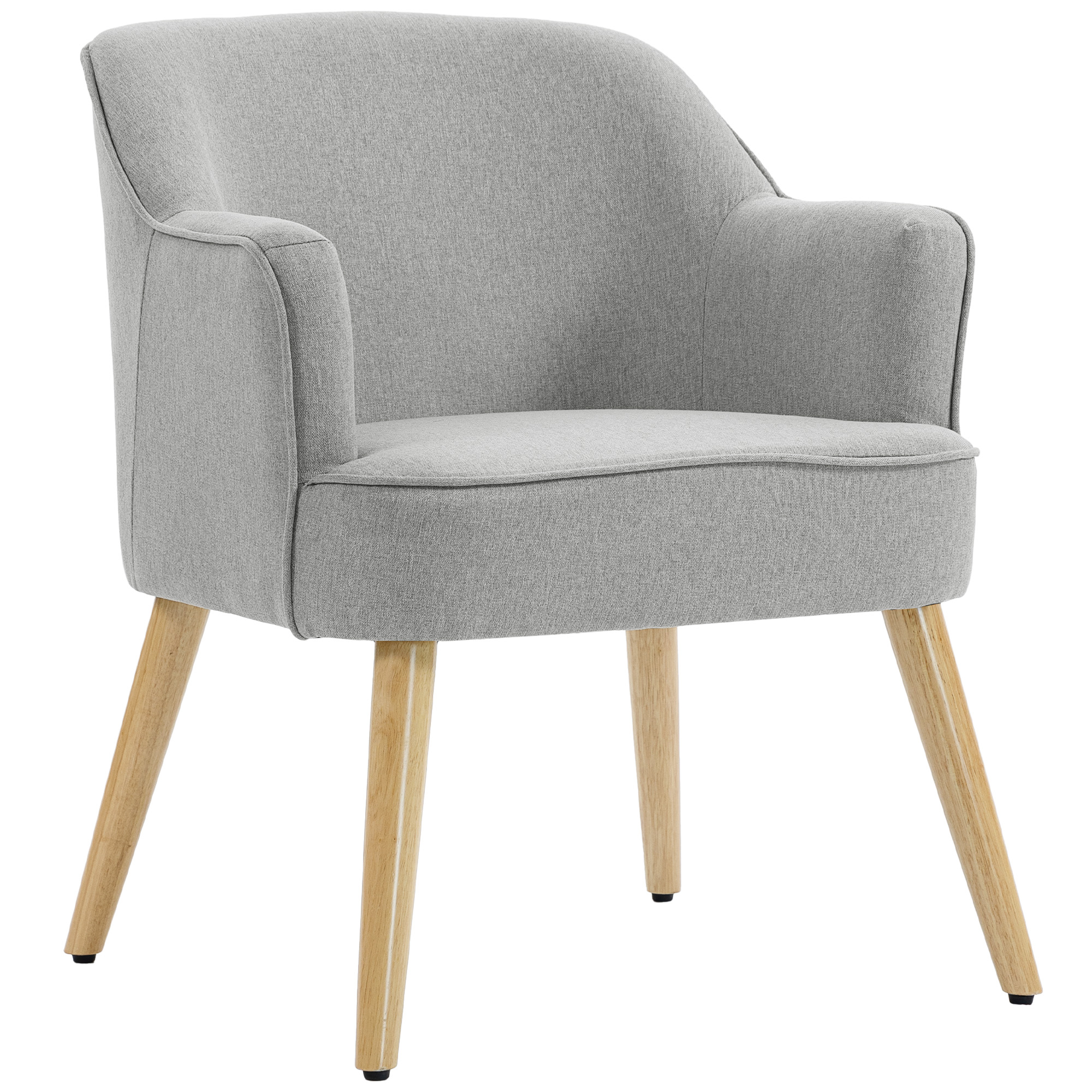 HOMCOM Butaca de Salón Moderna, Sillón Lectura Tapizado en Lino con Patas de Madera, Reposabrazos Acolchado Grueso y Almohadillas Ajustables para Dormitorio, Oficina, Estudio, Carga 120 kg, Gris Claro