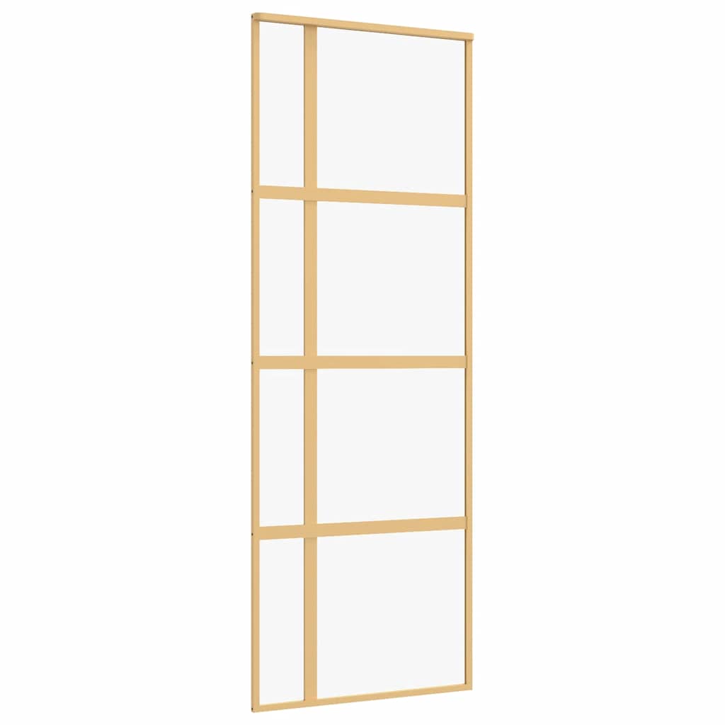 vidaXL Puerta corredera dorada de vidrio ESG transparente y aluminio
