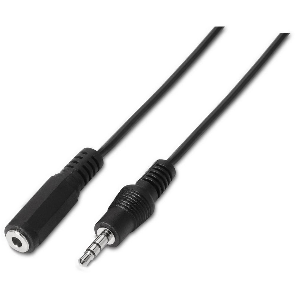 Aisens - Cable de audio AISENS A128-0146 Jack 3.5 mm macho-hembra de 3,5 m color negro, ideal para conexión estéreo sin distorsión en estudios, edición y entornos profesionales, plug and play, certificado RoHS