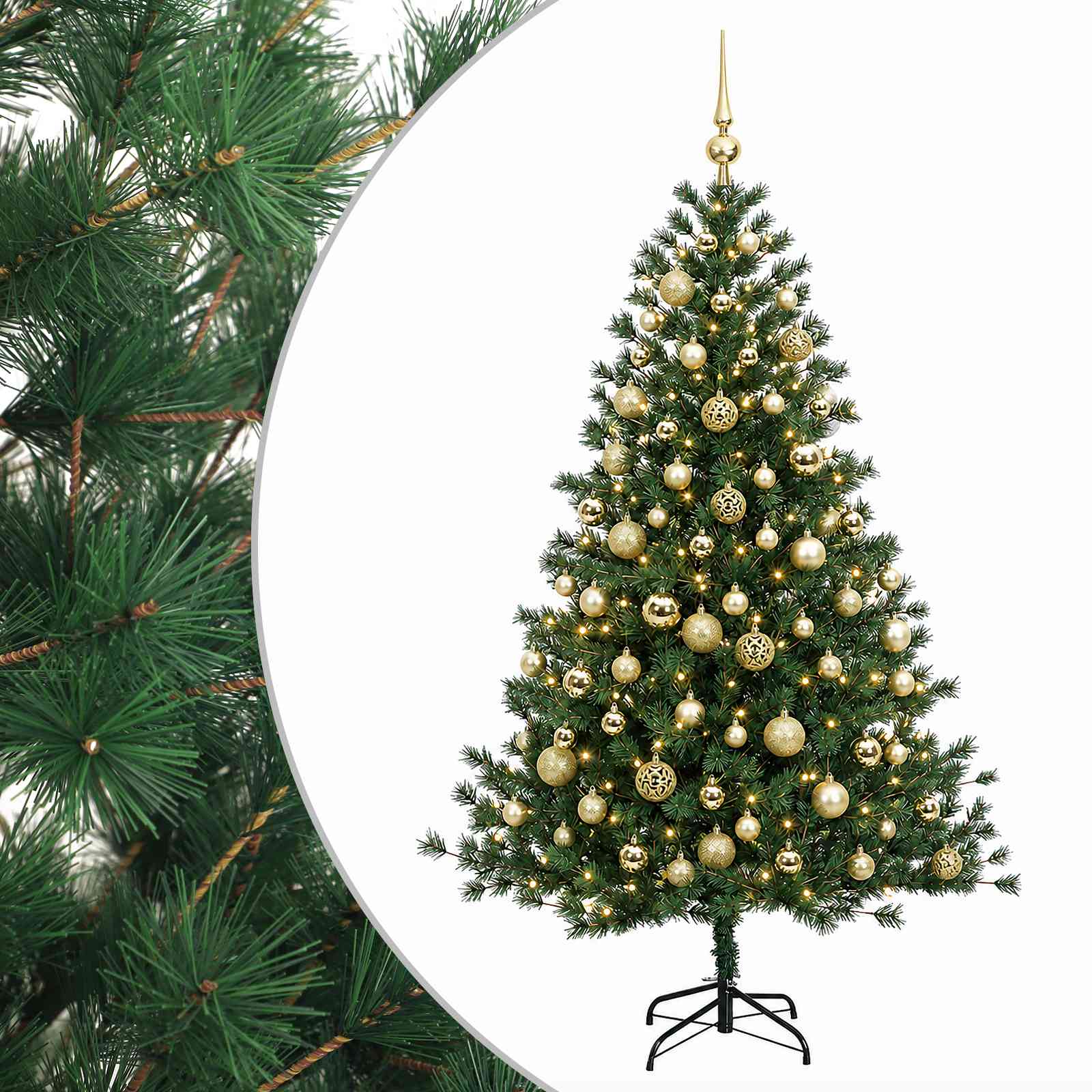 vidaXL Árbol de Navidad artificial con bolas 240 cm 300 LED