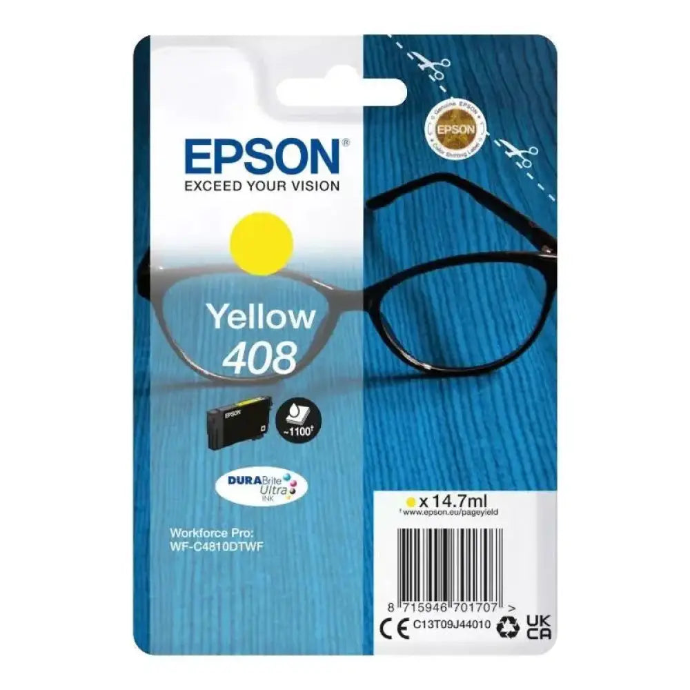 Epson - Cartucho de tinta Durabrite Ultra 408 amarillo 14,7 ml para impresoras WorkForce Pro WF-C4310DW y WF-C4810DTWF, resistente al agua y manchas