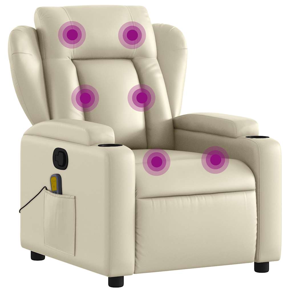 vidaXL Sillón reclinable de masaje en piel sintética negra Multicolor