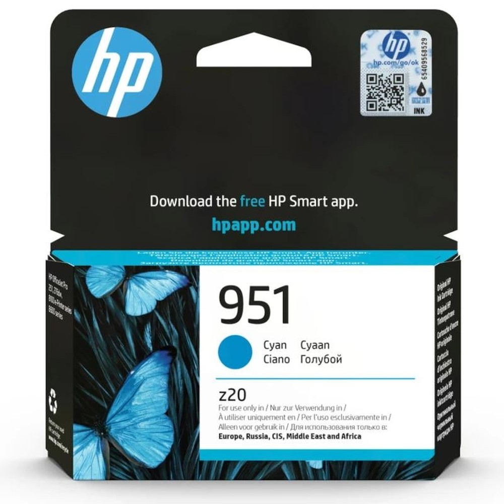 HP - Cartucho de tinta original 951 cian para impresoras HP Thermal Inkjet, rendimiento hasta 700 páginas, volumen 9,5 ml, compatible con modelos seleccionados