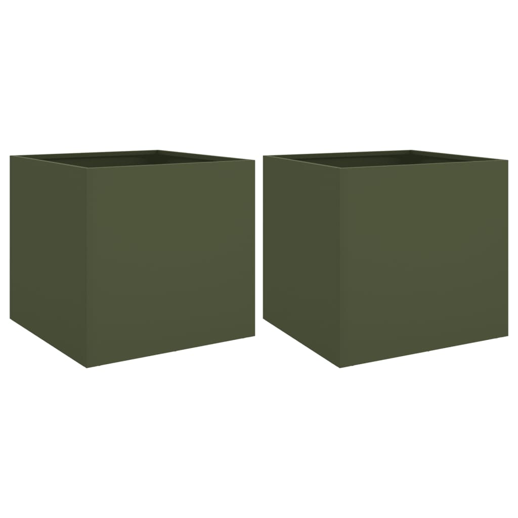 vidaXL Jardineras 2 uds acero laminado en frío 42x40x39 cm Color rusty,  Verde,  Plateado y mas