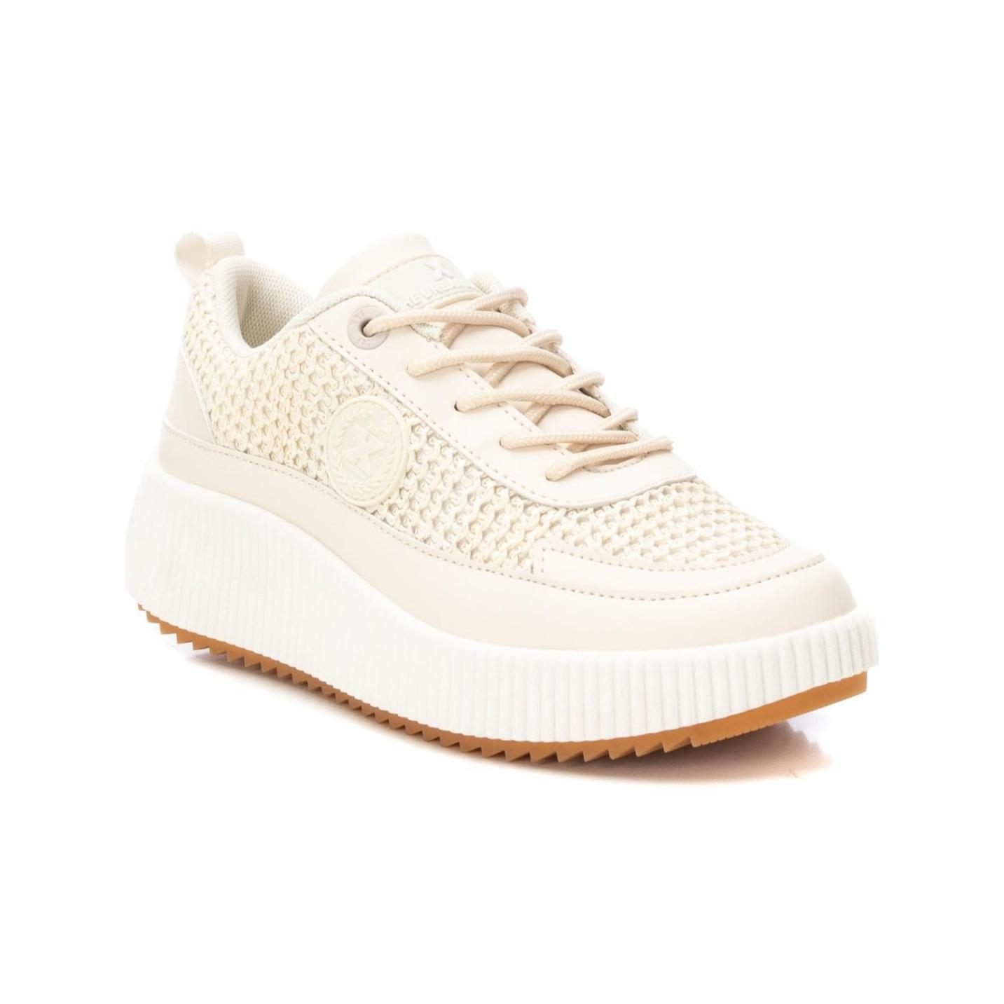 XTI - Zapatillas deportivas de plataforma  para mujer, estilo casual urbano con suela de goma antideslizante y puntera redonda en color beige crema