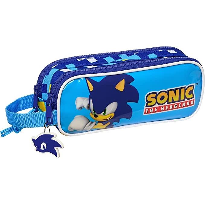 Safta Portatodo Doble Sonic Speed 21X6X8Cm Producto Oficial Producto Escolar Para Niños y Niñas