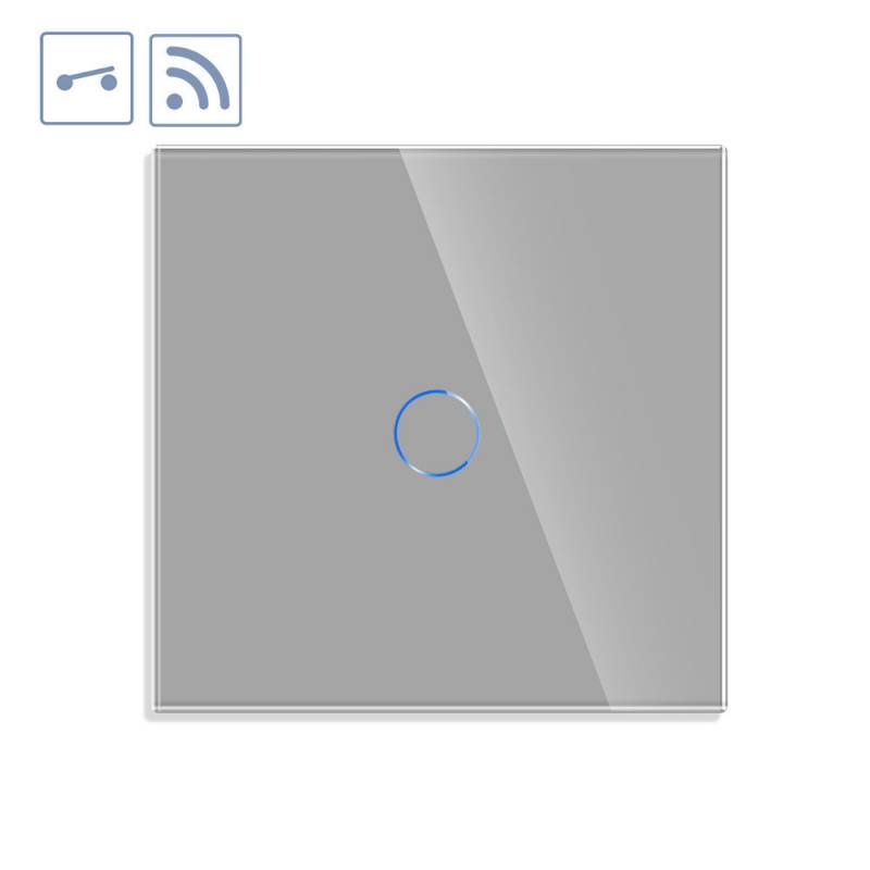 LEDBOX Interruptor / Conmutador táctil + WiFi KOOB frontal cristal gris. Sistemas de control, Mecanismos KOOB