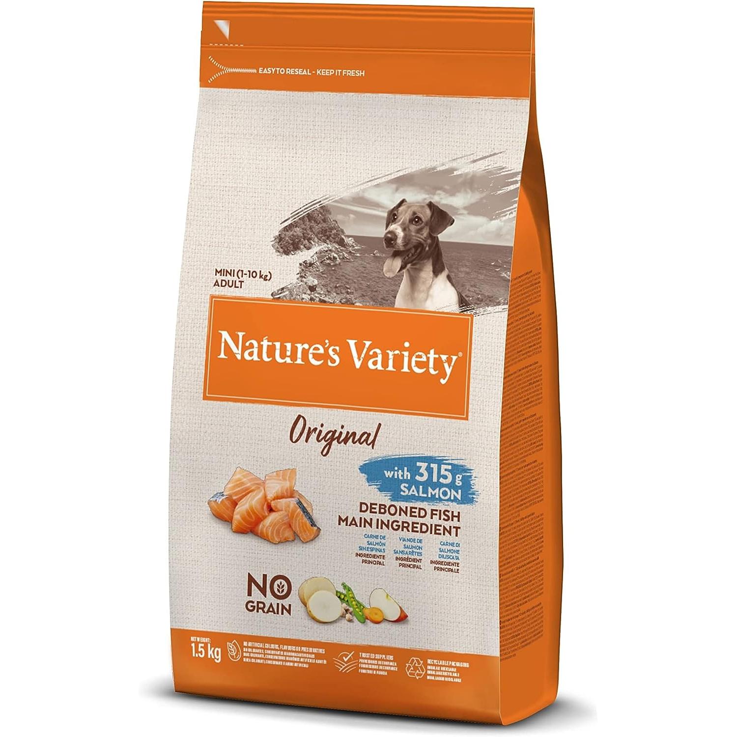 NATURE'S VARIETY ORIGINAL ADULT MINI SALMÓN PIENSO PARA PERROS 1.5Kg