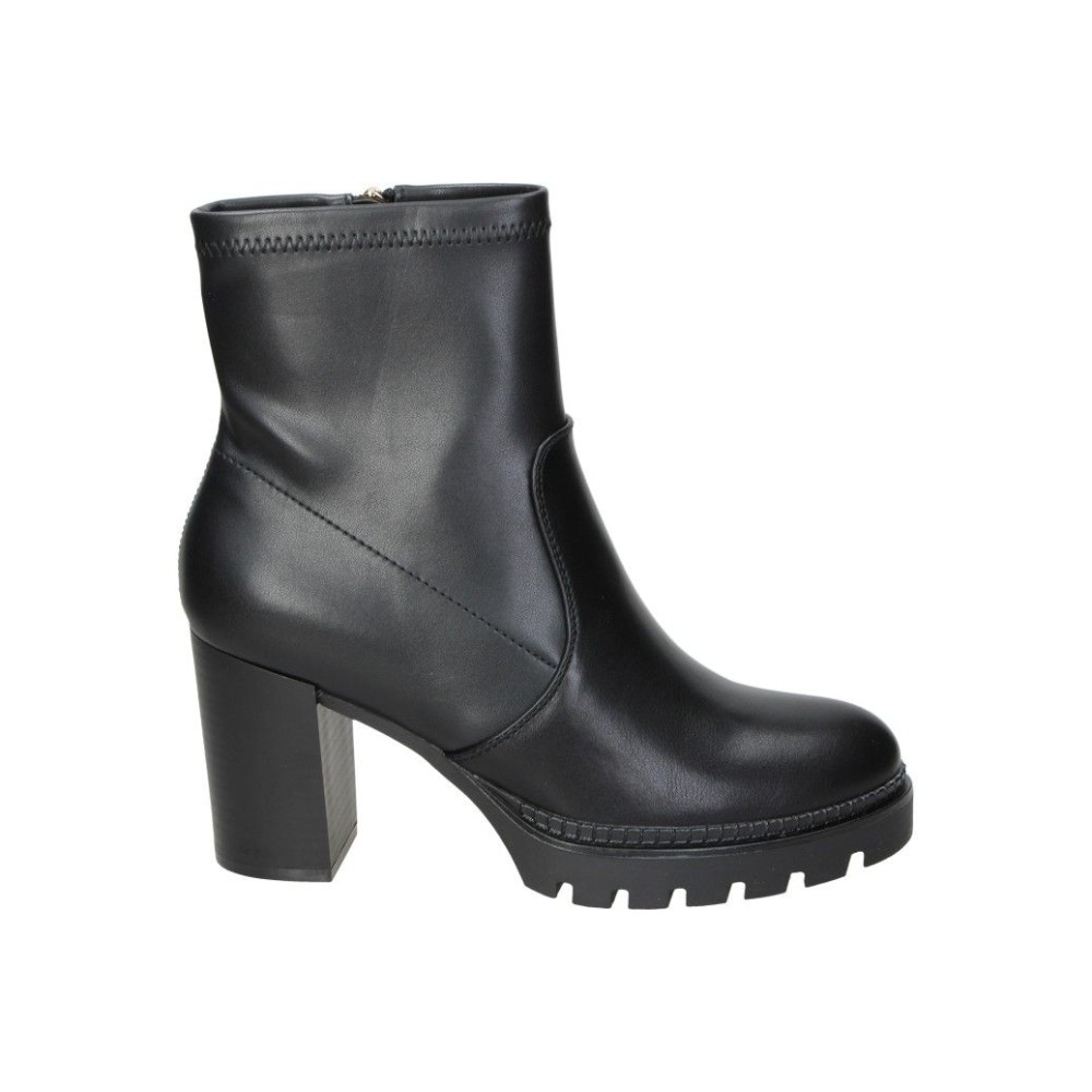 XTI | Botines de Tacón XTI para Mujer – Botines con Tacón en Color Negro con Cremallera Lateral – Tacón Alto y Cómodo – Con Plataforma – Combinables y Versátiles – Modelo 144525