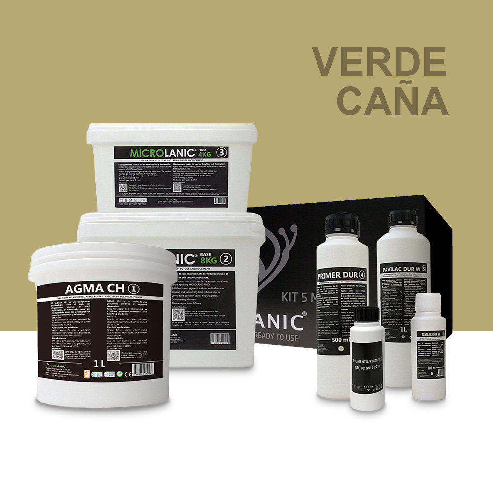 MICROLANIC - KIT MICROCEMENTO 5M² S.A.R | Especial para superficies absorbentes rugosas | Kit microcemento 5m² listo al uso para paredes y suelos.  | Apto para morteros y gotelé.