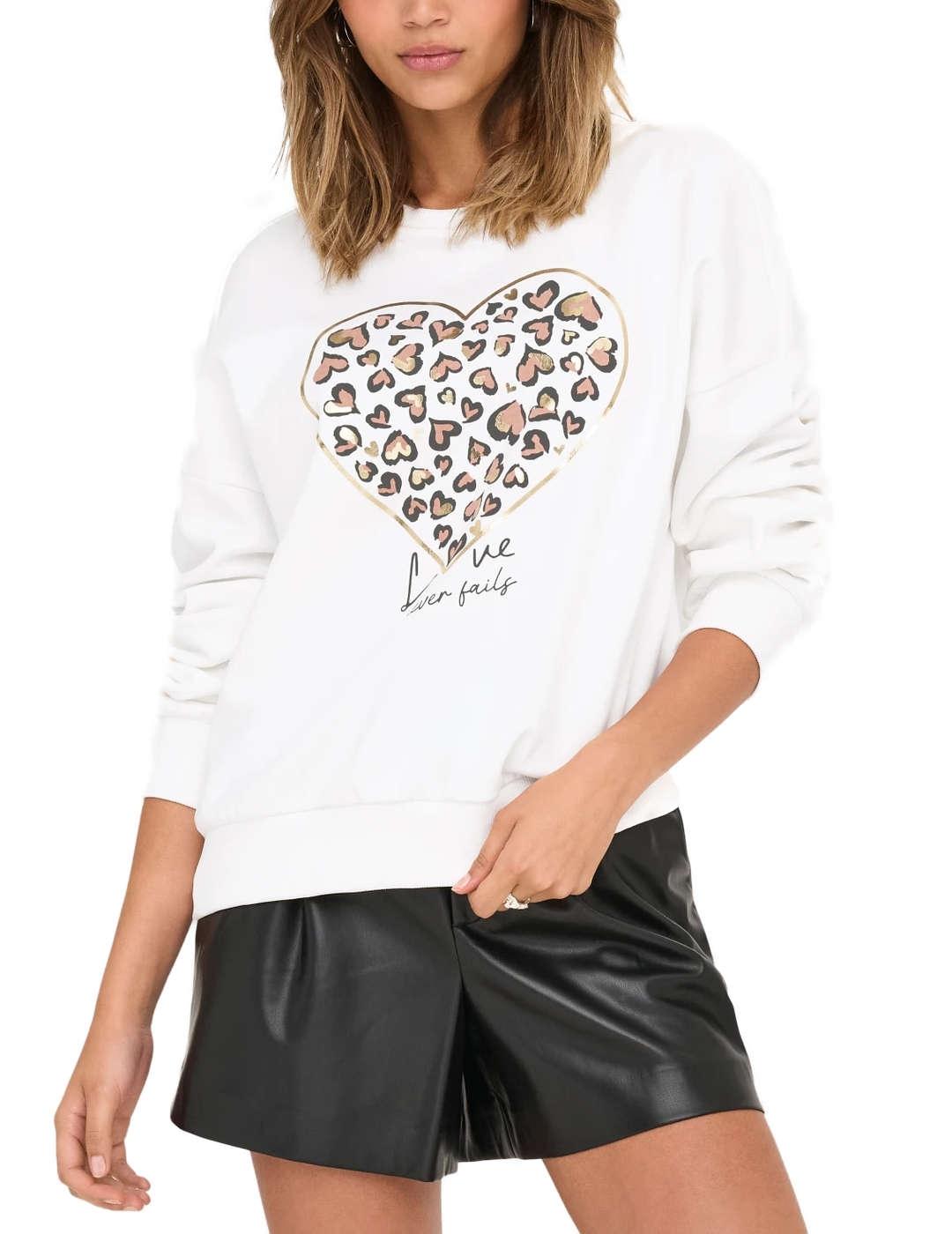 Sudadera Only Tammie blanco cuello redondo para mujer