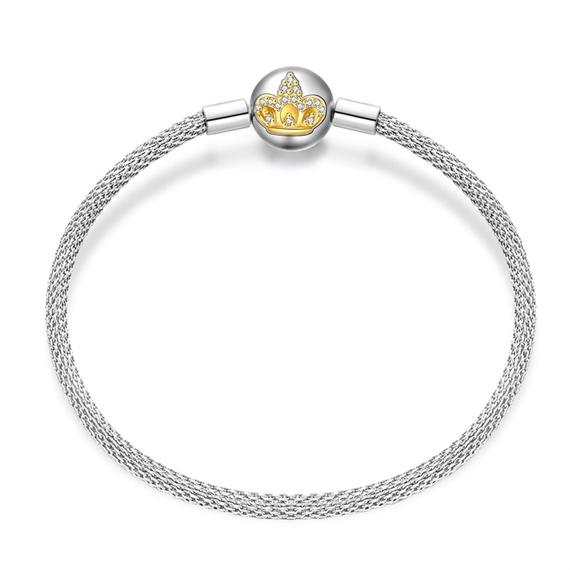 TK Pulsera De Plata 925 Para Mujer Con Estrella Luna Mariposa Uña De Gato Y Loto Corona Dorada Adecuada Para DIY Encantos Colgantes Joyería Tamaño 17-20CM