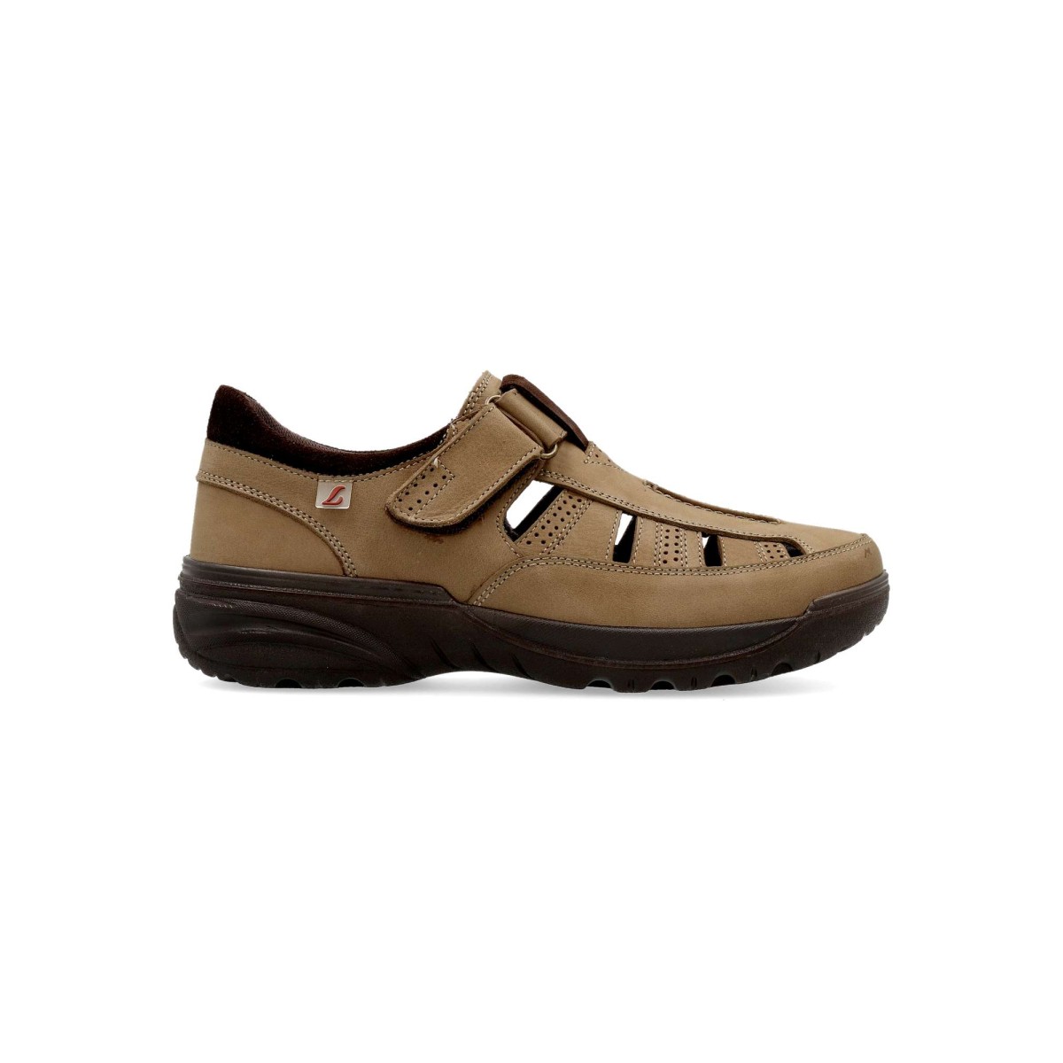 Luisetti - Sandalia cerrada para hombre modelo LUISETTI de piel Nobuck con suela de poliuretano ultraligera y resistente, plantilla acolchada extraíble para trekking ligero y uso urbano