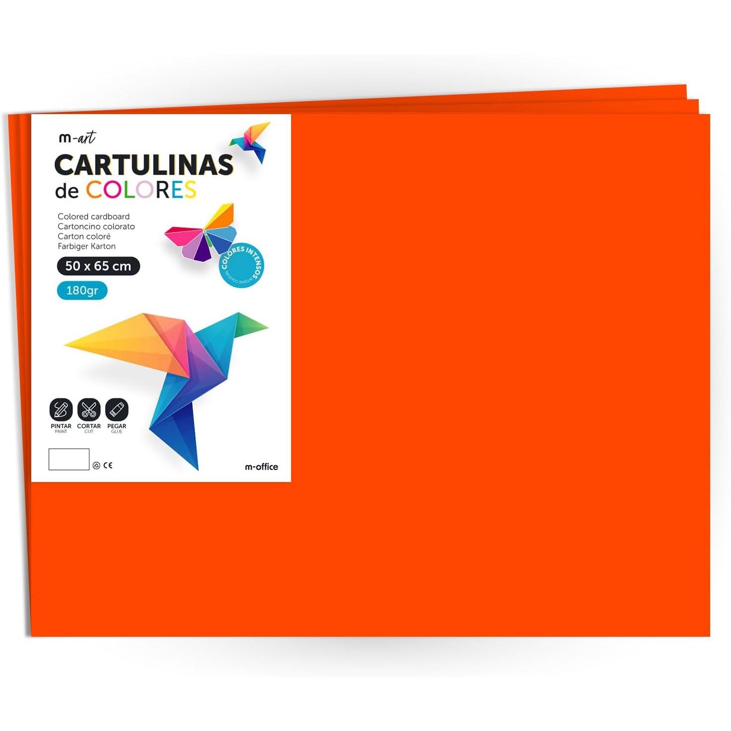 m-office Cartulina Colores Intensos 50x65cm 180gr para Manualidades