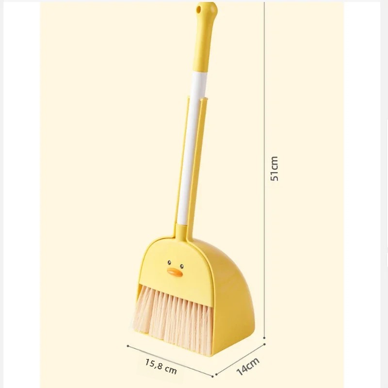 TK Juego De Escoba Y Asera Para Niños De Plástico Alimenticio Tamaño Mini Herramientas De Limpieza Para Bebés Y Niños Pequeños Color Amarillo