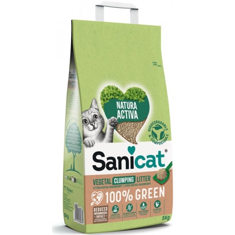 Sanicat – Arena aglomerante Sanicat para gatos Natura Activa 100% Green 5 kg.