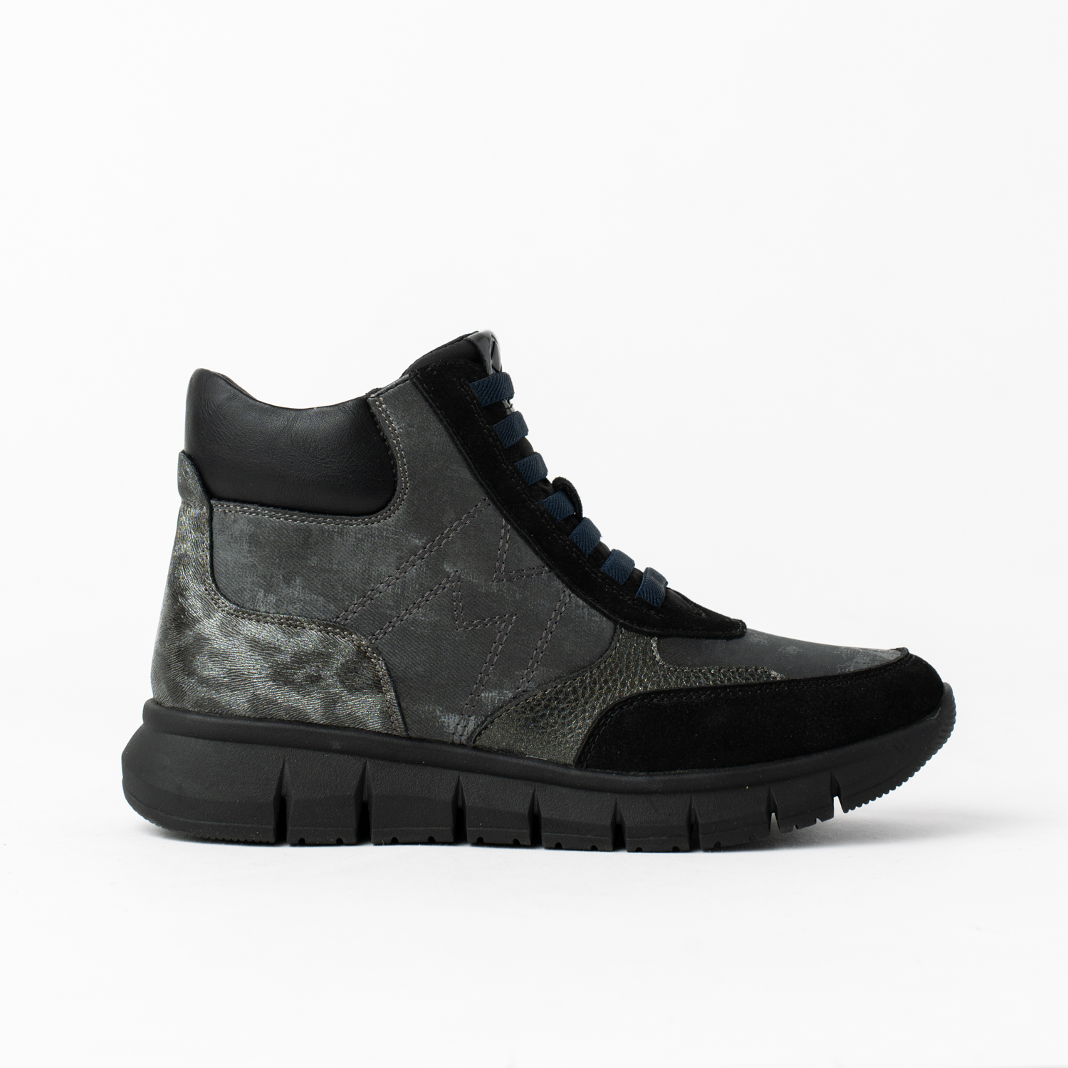 Mysoft 25M642 Botines plataforma con cordones elásticos de mujer combinado animal print