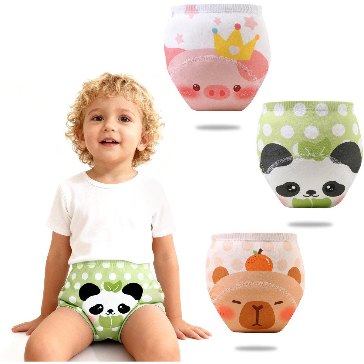 Om Home Calzoncillos de entrenamiento para ir al baño - 6 piezas - M - Talla 100 - 9-15 meses - Apto para 9-13 kg - Reutilizables - Calzoncillos de entrenamiento para bebés y niños pequeños - Calzoncillos de entrenamiento impermeables y transpirables - Ca