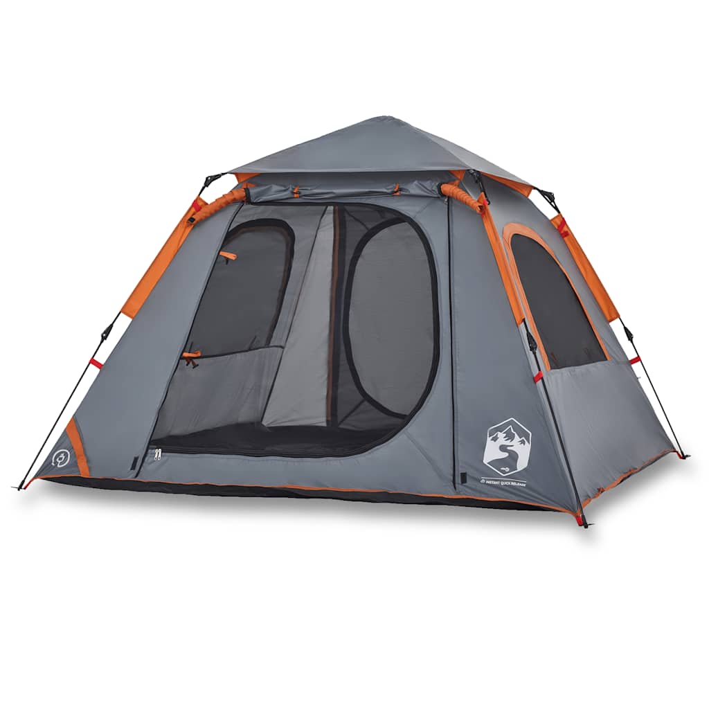 vidaXL Tienda de campaña iglú 4 personas apertura rápida gris/naranja
