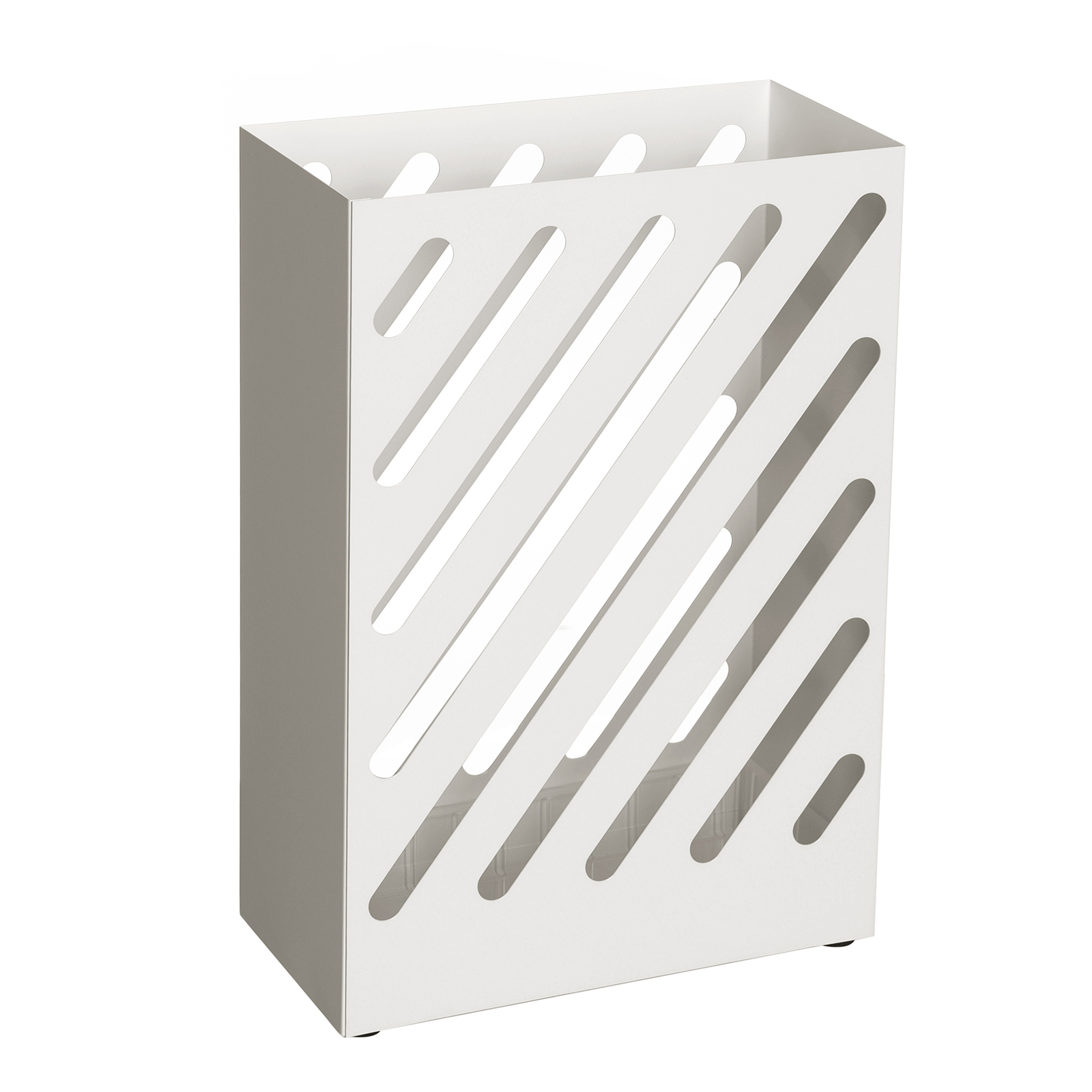 SONGMICS Paragüero, Soporte de Paraguas, Cubo para Paraguas, Paragüero Rectángulo, Ganchos, Platos de Acumular Agua, Diseño deHueco, Blanco