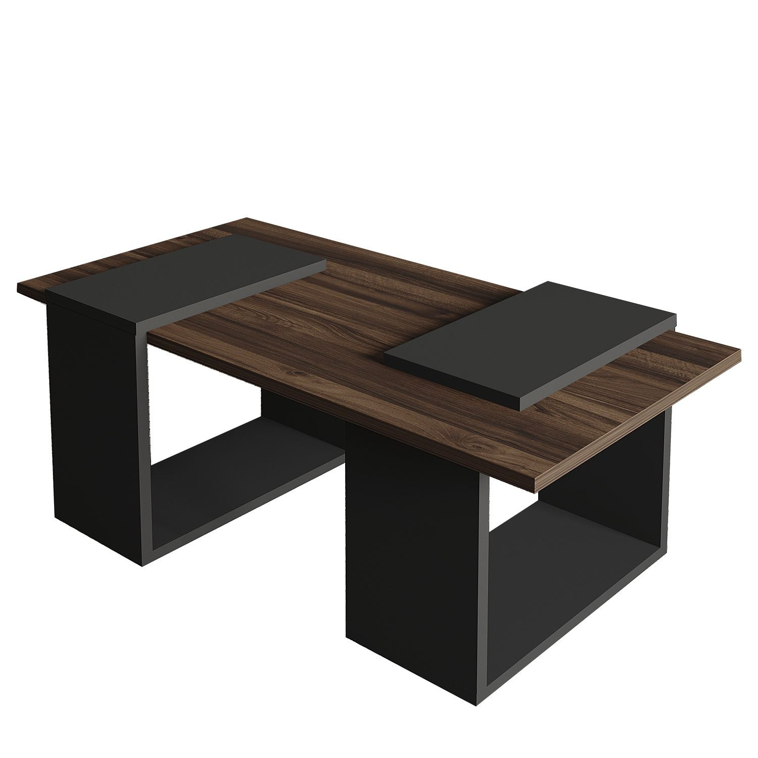 Habitat y Jardin - Mesa baja de madera "Matris" - 90 x 46 x 37 cm - Marrón