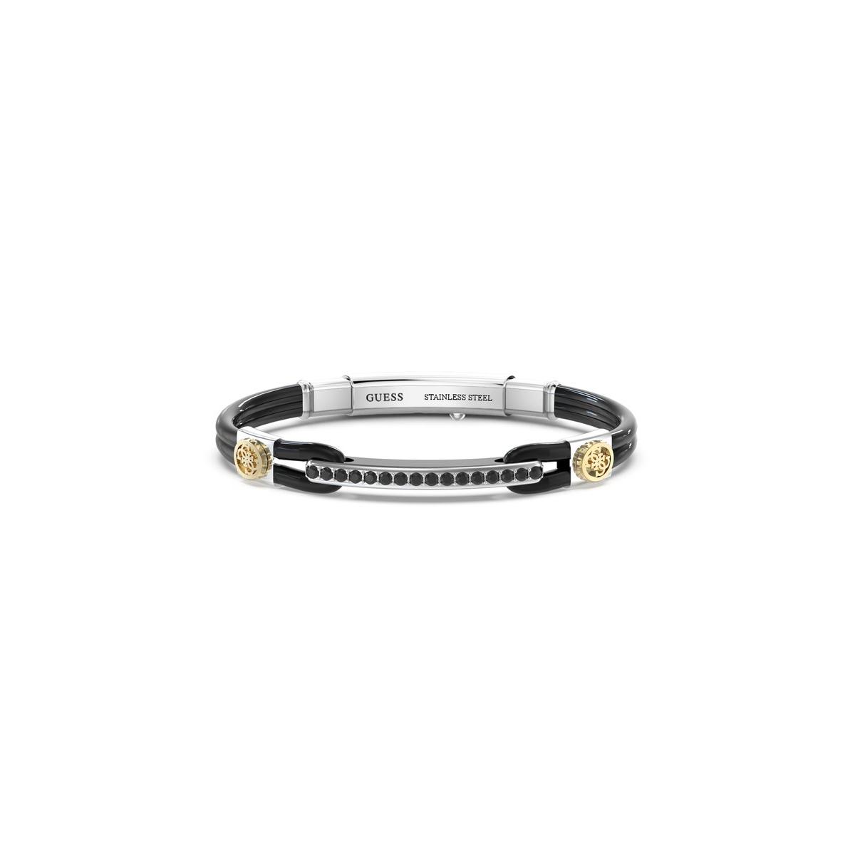 Guess Pulsera Hombre Portofino De Acero, Nylon Plateado Jumb03034jwstybt-u