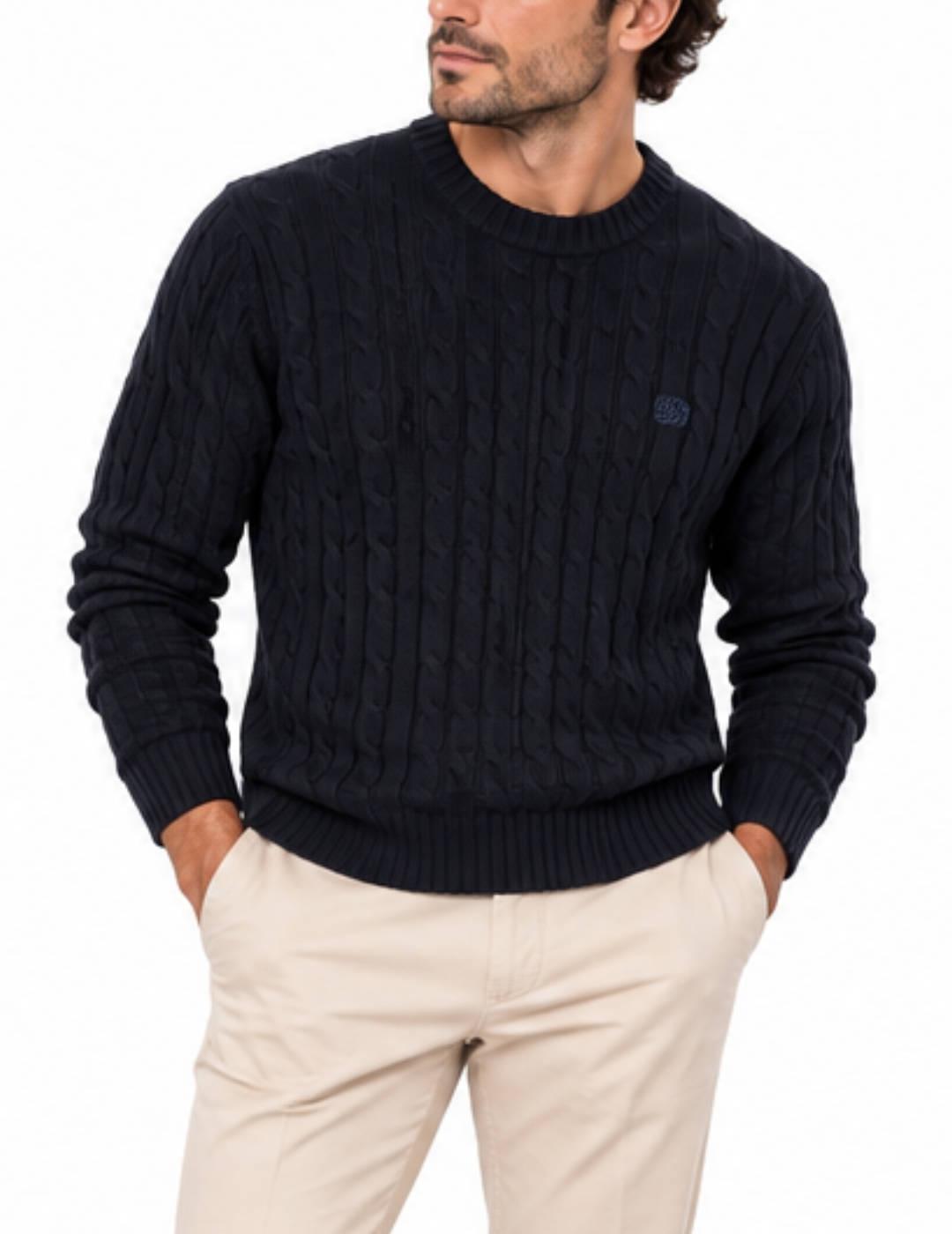 Jersey Superdry de punto trenzado negro punto de hombre