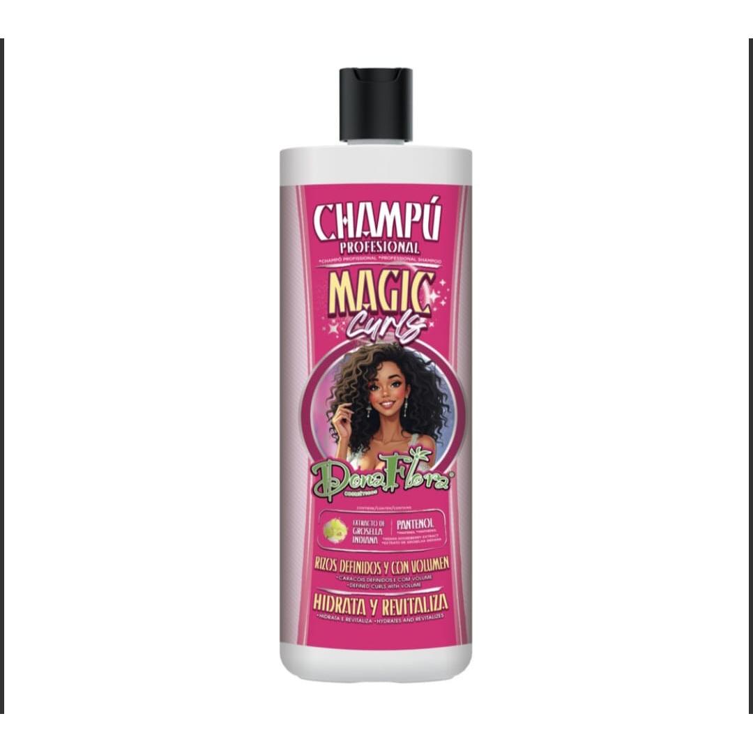 Dona Flora Magic Curls Champú 1000ml – Shampoo Cabello Rizado Ondulado Hidratación Definición Volumen Curly Hair Línea Magic Curls