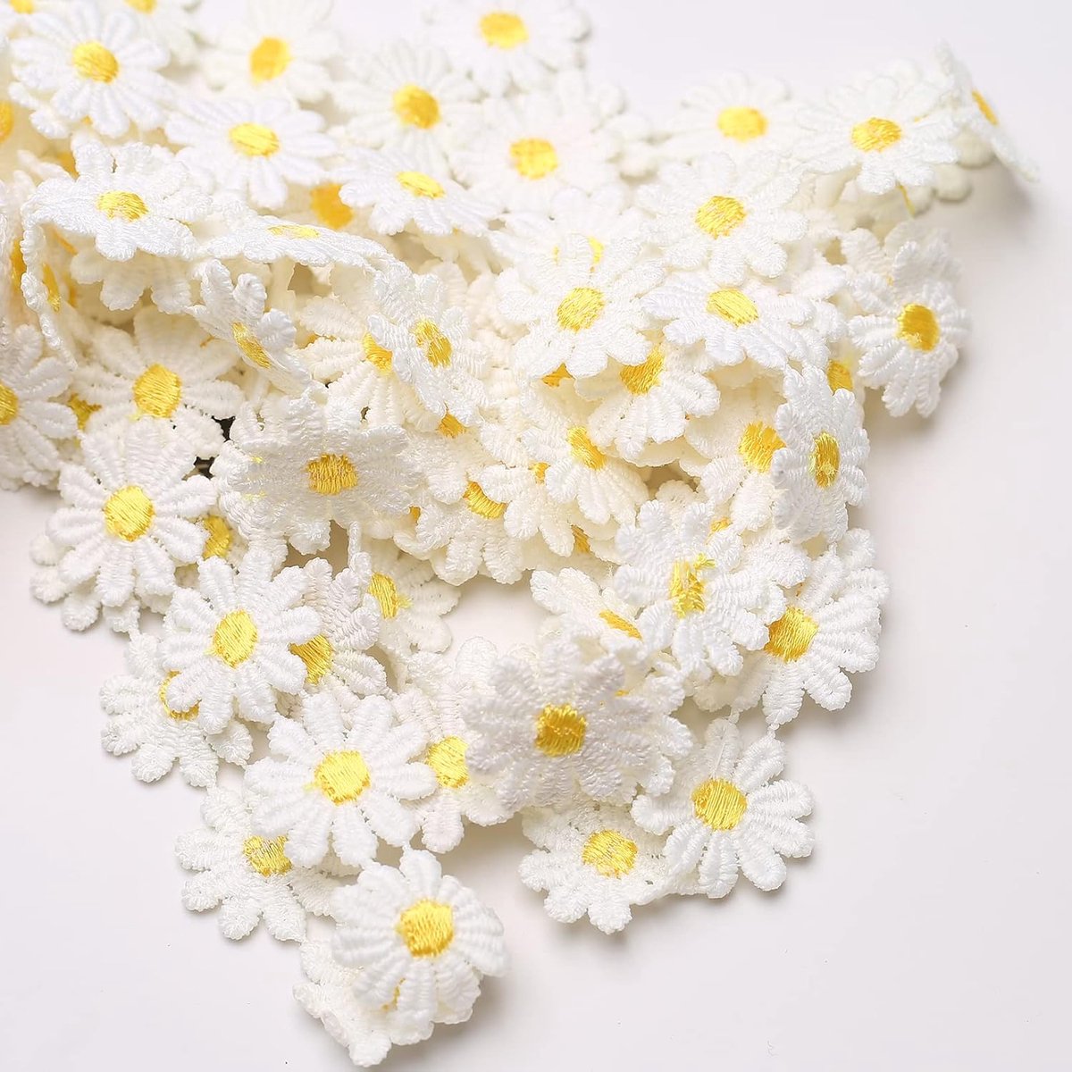 Cinta de encaje floral blanca de 6,5 metros, borde de encaje de 25 mm para decoración de mesas y envoltura de regalos, 7 metros de bordado decorativo, cinta vintage para manualidades, costura y decoración.