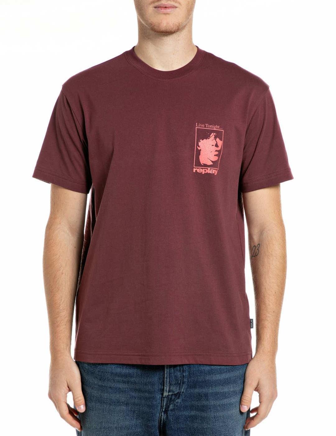 Camiseta Replay granate manga corta para hombre