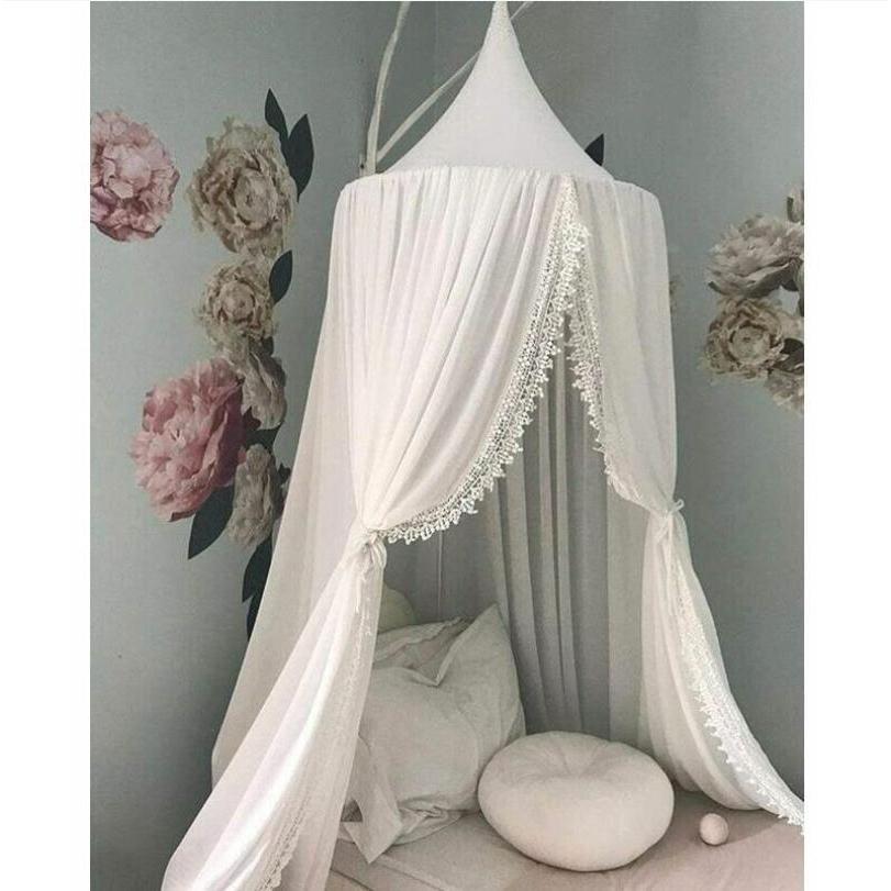 TK Dosel para Cama Infantil Algodón Mosquitera Cúpula 240 Cm Blanco