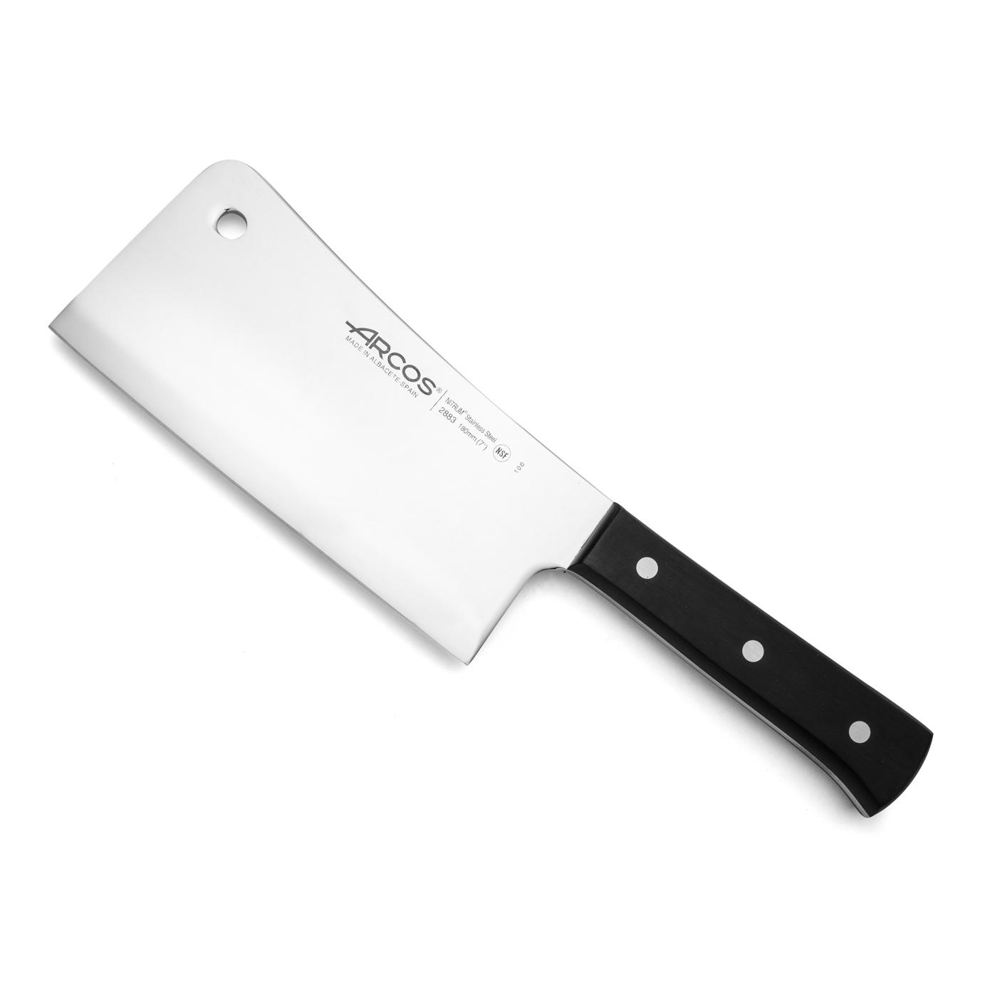 Arcos Cuchillo Carnicero Nitrum Acero Inoxidable y Hoja 180 mm. Cuchillo Profesional para Deshuesar. 545 gr. Mango Ergonómico Polioximetileno POM. Serie Universal. Color Negro.