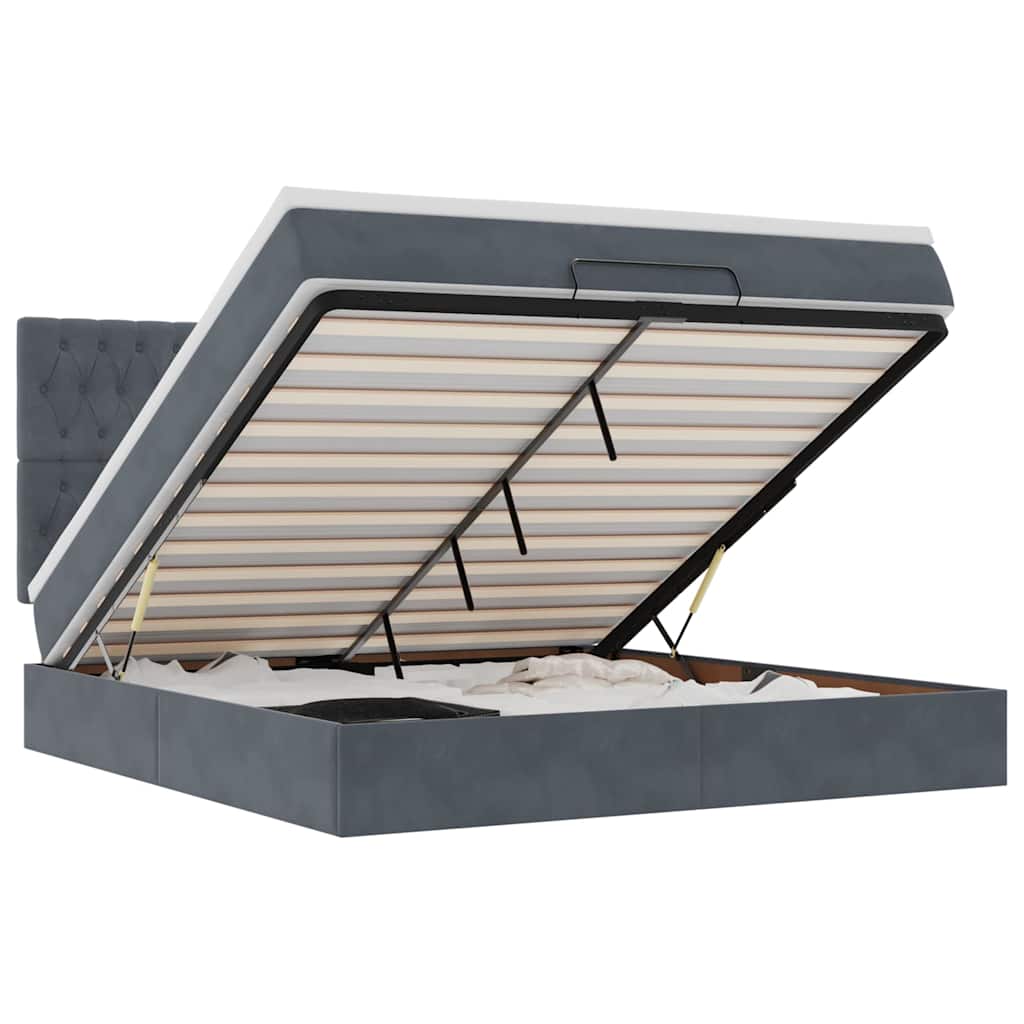 vidaXL Estructura cama otomana colchones terciopelo gris oscuro